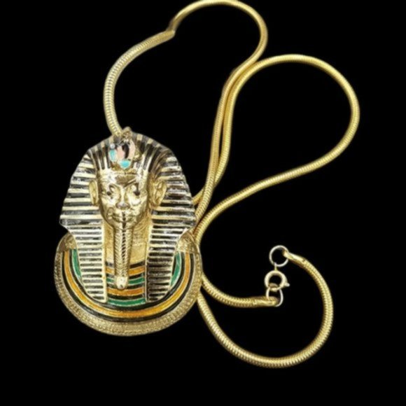 Vintage Eisenberg King Tut Enamel Necklace - Picture 1 of 6